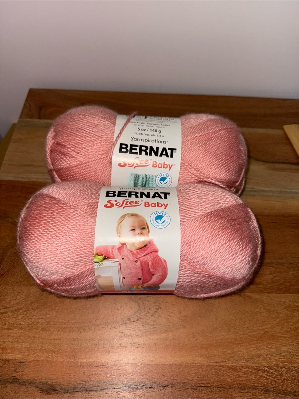 Bernat SOFTEE BABY Yarn SOFT PEACH Acrylic 5oz/ 362 yds ea. lot of 2 skeins New